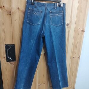 Vtg Talisman Sheplers Blue Embroidered‎ Western Jeans Sz 33 XL Rodeo